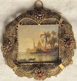 Ägyptische Landschaft. Miniatur aus der Sammlung Loewe