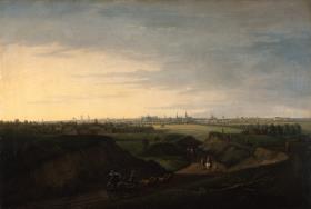 Darstellung Berlins von den Rollbergen am Cottbusser Tor aus gesehen. Um 1785