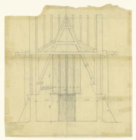 Gewerbeausstellung Dombauhütte, München, Querschnitt Eingang, Fragment