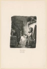 Gretchen am Spinnrad / Marguerite au rouet (Illustration zu Goethe: Faust)