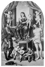Thronende Maria mit dem Kind und Heiligen