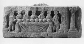 Erzählende Szene (Fragment): Verteilung der Reliquien des Buddha