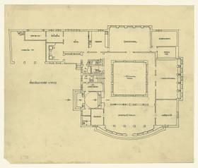 Wohnhaus Alexander Hoffmann, Wien, Erdgeschoss, Grundriss, mit Bleistiftskizzen