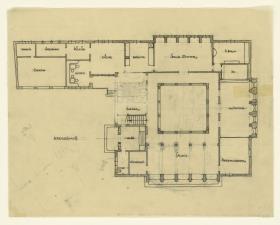 Wohnhaus Alexander Hoffmann, Wien, Erdgeschoss, Grundriss, M 1:100