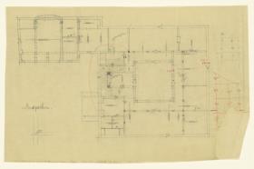 Wohnhaus Alexander Hoffmann, Wien, Grundriss Erdgeschoss und Teilschnitte