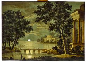 Seelandschaft bei aufgehendem Mond