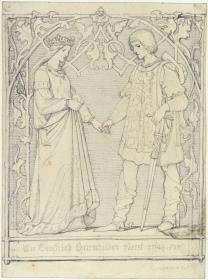 Illustration zum Nibelungenlied: "Wie Siegfried Chriemhilden zuerst ersah"
