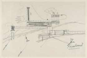 Jerusalem, Wohnhaus und Bibliothek für Salman Schocken, Grundriss und Schnittansicht