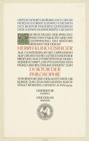Promotionsurkunde der Universität Giessen
