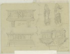 Skizzenbuch Italienreise, Venedig, Santi Giovanni e Paolo, Wandgrabmäler; Florenz, Santa Maria Novella, Wandgrabmäler sowie Assisi