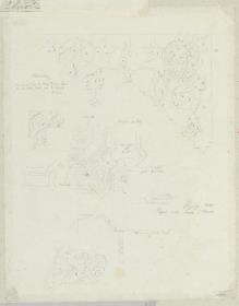 Skizzenbuch Italienreise,Venedig, Scuola Grande di San Marco, Sala Capitolare, Holzdecke sowie Alhambra, Ornament