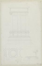 Skizzenbuch Italienreise, Venedig, Reiterstandbild des Bartolomeo Colleoni, Aufriss des Sockels und Grundriss sowie Scuola Grande di San Marco, Sala Capitolare, Holzdecke