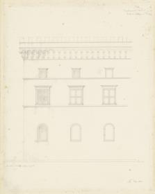 Skizzenbuch Italienreise, Rom, Palazzo Venezia, Detailaufriss der Fassade