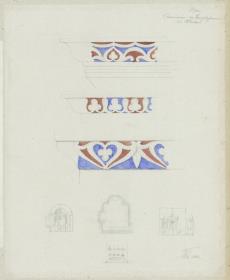 Skizzenbuch Italienreise, Rom, Grabmal in der Vigna Campana an der Porta Latina, Ornamentstudien, Auf- und Grundrisse unbezeichneter Objekte