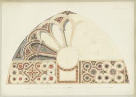 Skizzenbuch Italienreise, Fossanova, Abteikirche Priverno-Fossanova, Bogenfüllung des Hauptportals