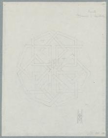 Skizzenbuch Italienreise, Orvieto, unbezeichnetes Gebäude, Holzmosaik der Chorstühle