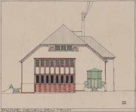 Berlin, Villa Kuntze, Vorentwurf, Aufriss der Südwestfassade