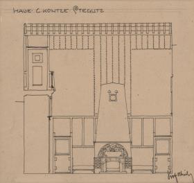 Berlin, Villa Kuntze, Halle, Aufriss der Eingangswand