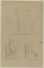 Skizzenbuch Italienreise, Pompeji, Casa di Pansa sowie unbezeichnetes Gebäude, Ansichten