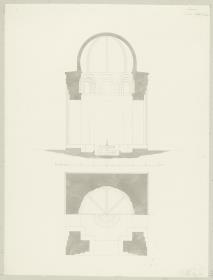 Skizzenbuch Italienreise, Palermo, La Cuba, Pavillon, Querschnitt und Grundriss
