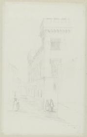 Skizzenbuch Italienreise, Palermo, unbezeichnetes Gebäude, Straßenansicht