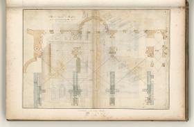 Rom, Konstantinbasilika, Grundrisse; Verso: Gesimse und rechte Hälfte des Fassadenaufrisses