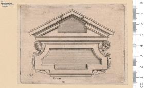 Folge: Kartuschen mit Giebelbekrönungen. 20 Blatt: Nr. 1-20. Blatt 1 mit Widmung: nobili. Domino D. Ioan Emmanveli Fierlands. Leo uan Heil. amic'. a. dedicabat. Corijn Boel sculp ...