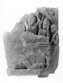 Erzählende Szene (Fragment): Das Dahinscheiden des Buddha (mahaparinirvana)