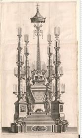 1 Bl. Katafalk mit Aufschrift: Francisco Farnesio Parmae Et Placentiae Duci Septimo. Edelberto dalla Naue ... In:, e del: I. Pini Sc: 1727.