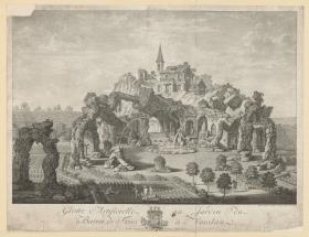 Grotte Artificielle au Jardin, du Baron de Fries à Voeslau. Inventée et Executée par I. F. de Hochenberg ... Dessiné et Gravé par Charles Schütz ... (am oberen Rand:) Ch. Schütz Neunte bllate 1777.