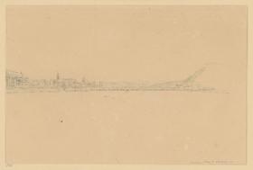 Ansicht von Koblenz mit Schiffsbrücke über den Rhein