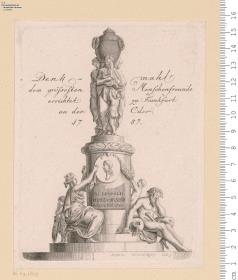 Nachstich: Denkmahl dem grössesten Menschenfreunde errichtet zu Frankfurt an der Oder. 1787. B. Rode inv. W. C. et I. I. Mayer f. Halle sc.