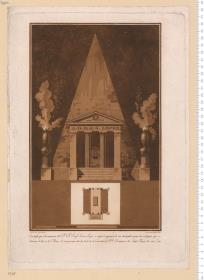 Cenotafio, que á la memoria del D.r D.n Josef Severo Lopez Se erigió ... para las exêquias que celebraron ... 1808 en el Convento de P. P. Dominicos de Santo Tomas ..., bez: Silvestre Perez lo inventó y dibuxó. Pedro Vicente Rodriguez lo grabó.
