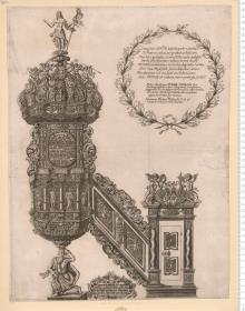 Kanzel der Johanniskirche in Schweinfurt. Ioh: Casp: Schneider ... Non Solum Delineauit, Sed Et Sculpsit 1696.