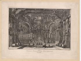 (2) Scena D'invenzione e Disegno del Cavalier Bibiena rappresentante Sala Reale. J. G. Bibiena inv: et deli: A. O. sculp: