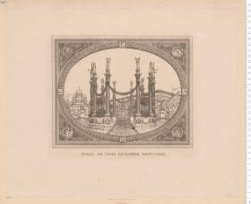 1 Bl. Ehrenpforte für den Einzug des Kronprinzenpaares an der Schloßbrücke in Berlin am 18. November 1823.