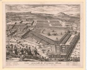 Ansicht von Schloß und Garten Fontainebleau.