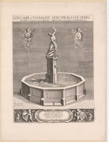 Brunnen in Augsburg: Fons Ampl. Cvm Imagine Mercvrii ... Adriaen de Vries ... sculptor, inuen. ... Wolfgangus Kilianus ... glyptes ... 1614.