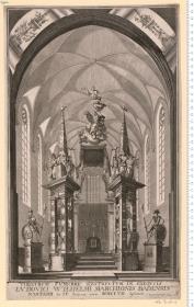 Theatrvm Fvnebre Exstrvctvm in Exeqviis Lvdovici Wilhelmi Marchionis Badensis ... 1707 defuncti (bez:) E. B. a. Heldenmuth Sculp: 1707.