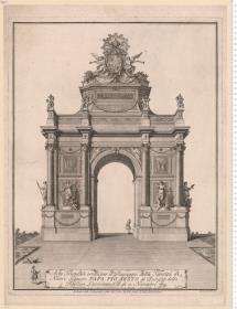 Arco Trionfale eretto per il Passaggio ... di ... Papa Pio Sesto al Possesso della Basilica Lateranense il dì 19. Novembre 1775. Ignazio Benedetti inc. In Roma nella Calcografia della Rev. Cam. ...