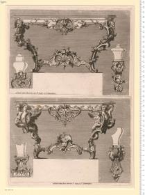 Nouveaux Desseins de Pieds de Tables et de Vases et Consoles de sculpture en bois Inventés par ... Pineau ... A Paris chez Basset