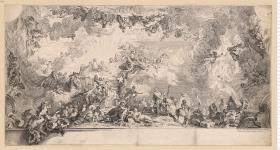 Esquisse d'un Plafond. Peinte par François le Moine et Gravée par Nicolas Charles Silvestre.