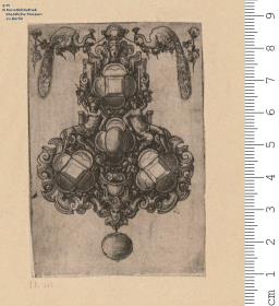 (5) 1 Blatt Ortband einer Dolchscheide mit Rollwerk, Figuren und Früchten