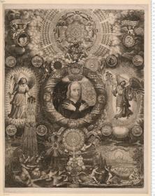 Jocob Böhme. Bildnis mit Allegorien. Bez: Lucinos a Lhibenau Inv. 1675. Desid. Stierhort ... delineavit N. Van Werd fecit Allardus Wekker Excudit Amsteld. 1677.
