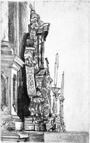 Barockaltar mit Leuchtern von der Seite gesehen