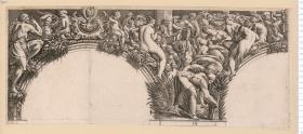 12 Bl. einer Folge auf 8 Kartons: Wandmalereien des Francesco Primaticcio aus der Galérie Henri II in Fontainebleau, bez: A B (zsgz.) (=Alexander Betou), Nr. 2-7, 10-15.