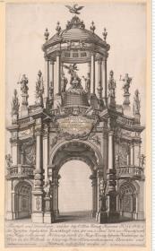 Triumph und Ehrenbogen, welcher bey ... Josephs des Zweyten ... Zurückkunft von der am 3 April 1764 zu Franckfurth am Mayn vollzogenen Krönung ... zu Wien in der Wollzeile ... aufgeführet ... Ant Dan^BFe ... Pictor Fecit. Incise G. Nicolai ...