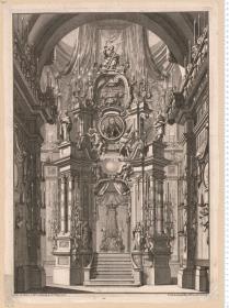 1 Bl. Katafalk für einen spanischen Prinzen, bez: I.s B. Sachetti ... inv.t I.s a Palom.o ... incid.t à 1752.