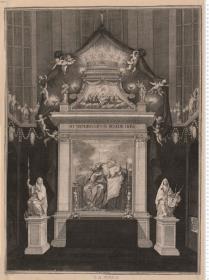 1 Bl. Altar im Trauerschmuck mit dem Bildnis der Verstorbenen, bez: C. G. Hereus. inv. Jo. N. Freund. delineavit. J. C. Marchand. Sculpsit Noribergae.