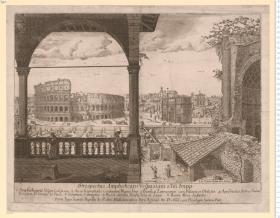 Prospectvs Locorvm Vrbis Romae ... 1 Bl.: Prospectus Amphitheatri Vespasiani et Titi Impp. ... Cruyl ... 1666.